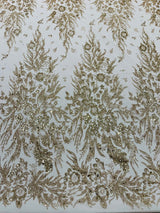 Big Glitter Damask Design On A Mesh Lace Fabric - Glitter Damask Pattern, 58" Wide (1 Yard)