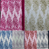 Big Glitter Damask Design On A Mesh Lace Fabric - Glitter Damask Pattern, 58" Wide (1 Yard)