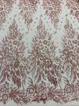 Big Glitter Damask Design On A Mesh Lace Fabric - Glitter Damask Pattern, 58" Wide (1 Yard)