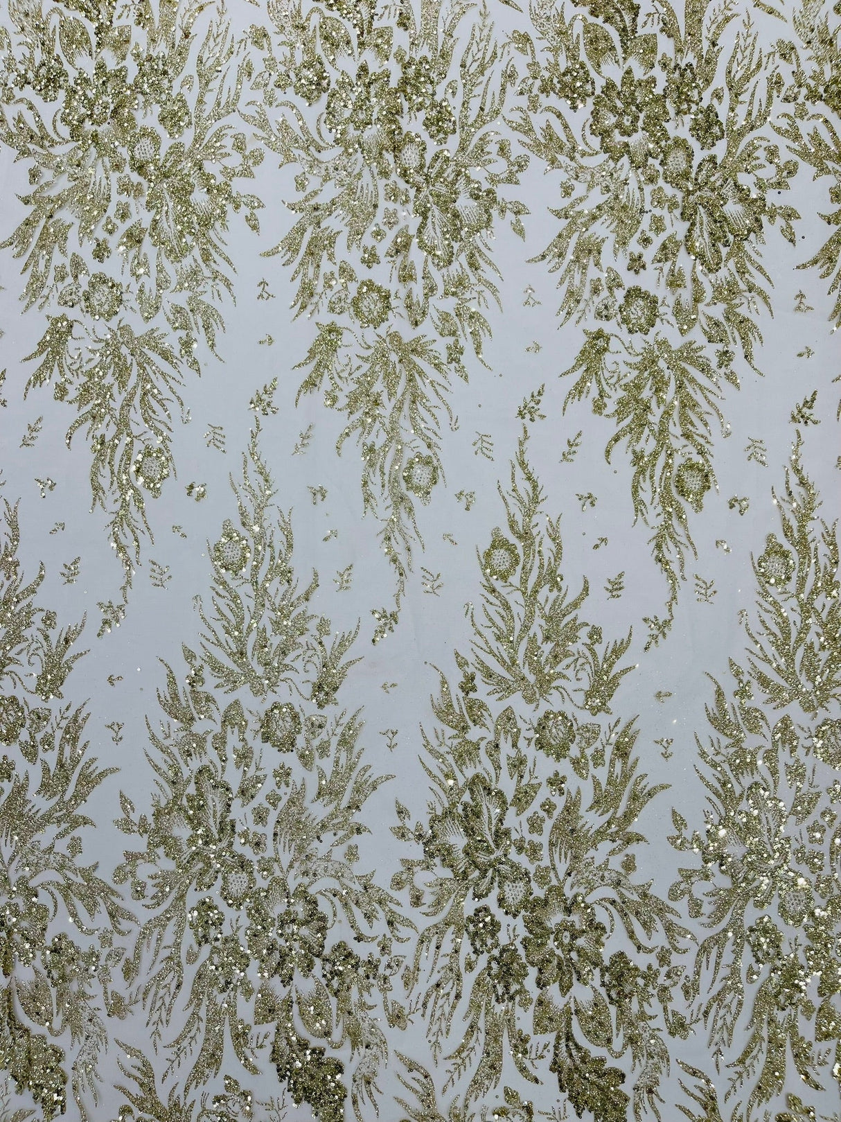 Big Glitter Damask Design On A Mesh Lace Fabric - Glitter Damask Pattern, 58" Wide (1 Yard)