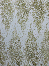 Big Glitter Damask Design On A Mesh Lace Fabric - Glitter Damask Pattern, 58" Wide (1 Yard)