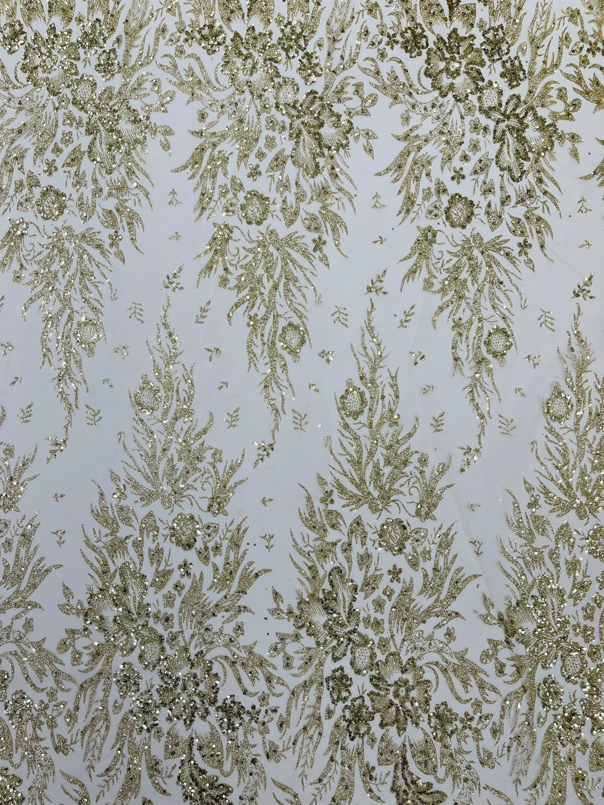 Big Glitter Damask Design On A Mesh Lace Fabric - Glitter Damask Pattern, 58" Wide (1 Yard)