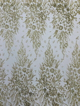 Big Glitter Damask Design On A Mesh Lace Fabric - Glitter Damask Pattern, 58" Wide (1 Yard)