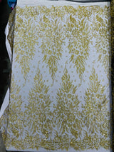 Big Glitter Damask Design On A Mesh Lace Fabric - Glitter Damask Pattern, 58" Wide (1 Yard)