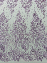 Big Glitter Damask Design On A Mesh Lace Fabric - Glitter Damask Pattern, 58" Wide (1 Yard)