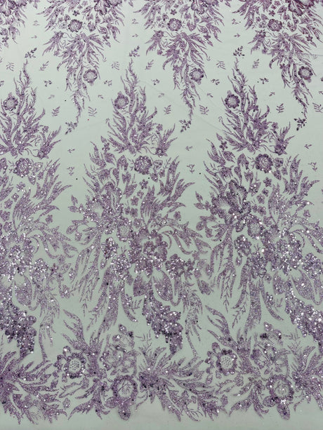 Big Glitter Damask Design On A Mesh Lace Fabric - Glitter Damask Pattern, 58" Wide (1 Yard)