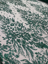 Big Glitter Damask Design On A Mesh Lace Fabric - Glitter Damask Pattern, 58" Wide (1 Yard)