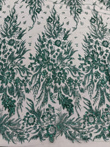 Big Glitter Damask Design On A Mesh Lace Fabric - Glitter Damask Pattern, 58" Wide (1 Yard)