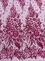 Big Glitter Damask Design On A Mesh Lace Fabric - Glitter Damask Pattern, 58" Wide (1 Yard)
