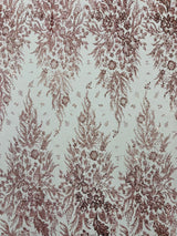Big Glitter Damask Design On A Mesh Lace Fabric - Glitter Damask Pattern, 58" Wide (1 Yard)