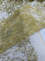Big Glitter Damask Design On A Mesh Lace Fabric - Glitter Damask Pattern, 58" Wide (1 Yard)