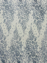 Big Glitter Damask Design On A Mesh Lace Fabric - Glitter Damask Pattern, 58" Wide (1 Yard)