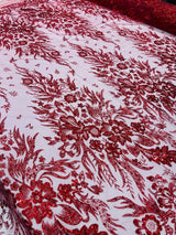 Big Glitter Damask Design On A Mesh Lace Fabric - Glitter Damask Pattern, 58" Wide (1 Yard)