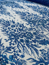 Big Glitter Damask Design On A Mesh Lace Fabric - Glitter Damask Pattern, 58" Wide (1 Yard)