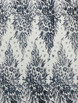 Big Glitter Damask Design On A Mesh Lace Fabric - Glitter Damask Pattern, 58" Wide (1 Yard)