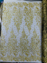 Big Glitter Damask Design On A Mesh Lace Fabric - Glitter Damask Pattern, 58" Wide (1 Yard)