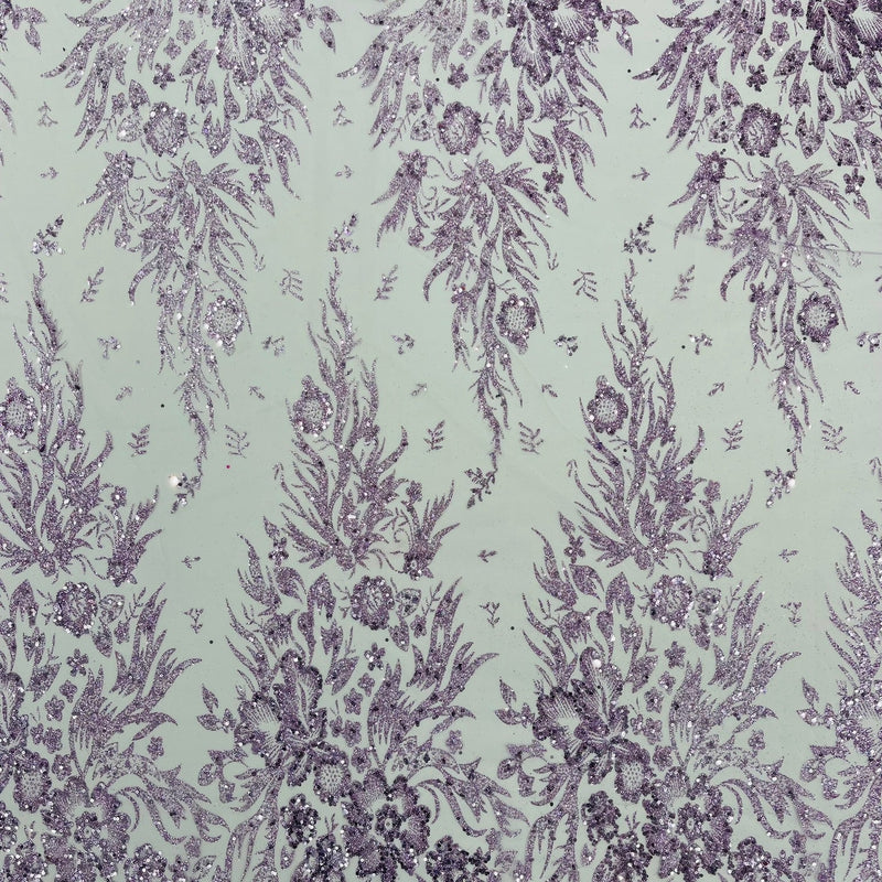Big Glitter Damask Design On A Mesh Lace Fabric - Glitter Damask Pattern, 58" Wide (1 Yard)