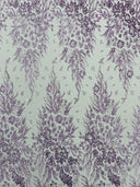 Big Glitter Damask Design On A Mesh Lace Fabric - Glitter Damask Pattern, 58" Wide (1 Yard)