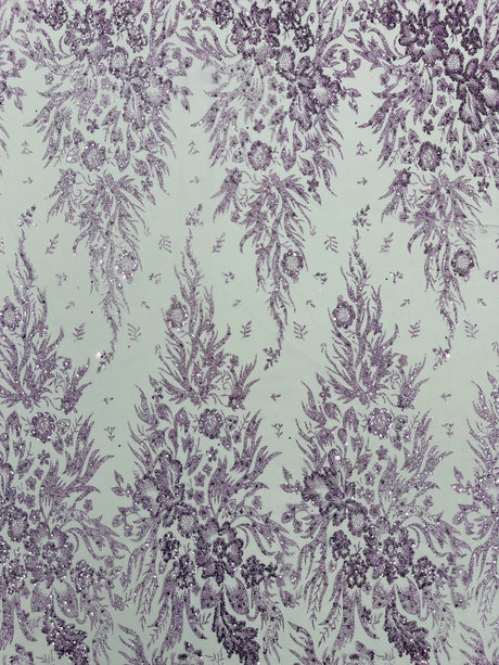Big Glitter Damask Design On A Mesh Lace Fabric - Glitter Damask Pattern, 58" Wide (1 Yard)