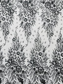 Big Glitter Damask Design On A Mesh Lace Fabric - Glitter Damask Pattern, 58" Wide (1 Yard)