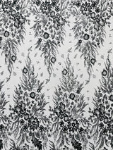 Big Glitter Damask Design On A Mesh Lace Fabric - Glitter Damask Pattern, 58" Wide (1 Yard)