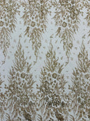 Big Glitter Damask Design On A Mesh Lace Fabric - Glitter Damask Pattern, 58" Wide (1 Yard)