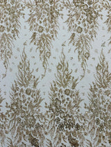 Big Glitter Damask Design On A Mesh Lace Fabric - Glitter Damask Pattern, 58" Wide (1 Yard)