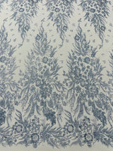 Big Glitter Damask Design On A Mesh Lace Fabric - Glitter Damask Pattern, 58" Wide (1 Yard)