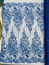 Big Glitter Damask Design On A Mesh Lace Fabric - Glitter Damask Pattern, 58" Wide (1 Yard)