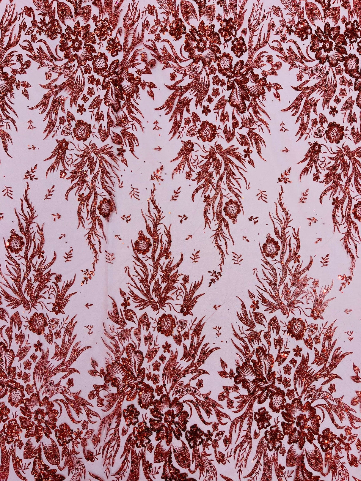 Big Glitter Damask Design On A Mesh Lace Fabric - Glitter Damask Pattern, 58" Wide (1 Yard)
