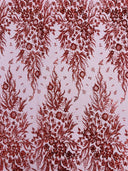 Big Glitter Damask Design On A Mesh Lace Fabric - Glitter Damask Pattern, 58" Wide (1 Yard)