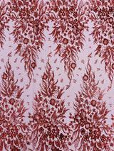 Big Glitter Damask Design On A Mesh Lace Fabric - Glitter Damask Pattern, 58" Wide (1 Yard)