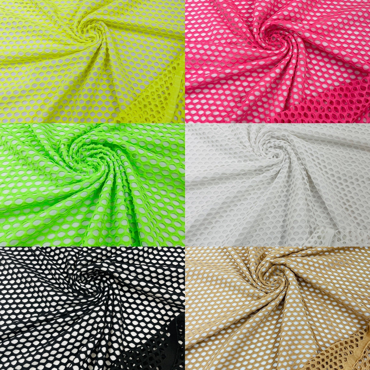 Big Hole Fishnet Mesh Polyester Nylon Spandex Fabric - Big Hole, 4-Way Stretch, 60" Width, 170 GSM, 1.04 Mm (1 Yard)