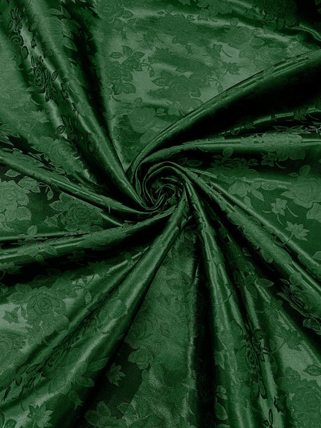 Big Rose Jacquard Satin Fabric - Floral Brocade Jacquard, 58" Width (1 Yard)
