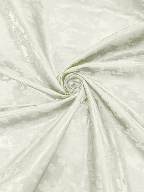 Big Rose Jacquard Satin Fabric - Floral Brocade Jacquard, 58" Width (1 Yard)