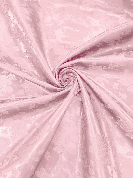 Big Rose Jacquard Satin Fabric - Floral Brocade Jacquard, 58" Width (1 Yard)