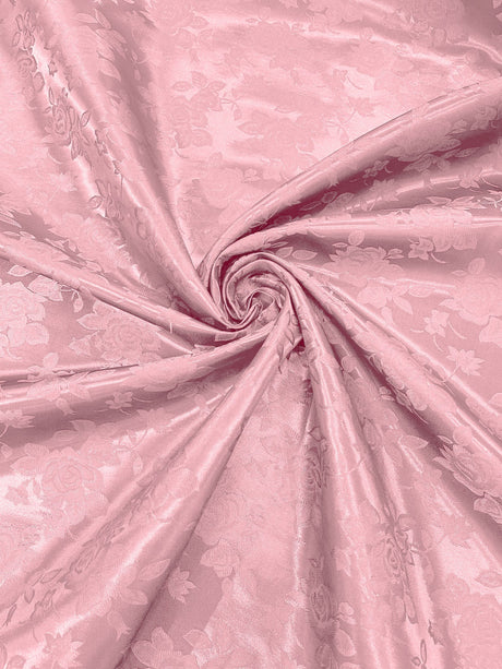 Big Rose Jacquard Satin Fabric - Floral Brocade Jacquard, 58" Width (1 Yard)