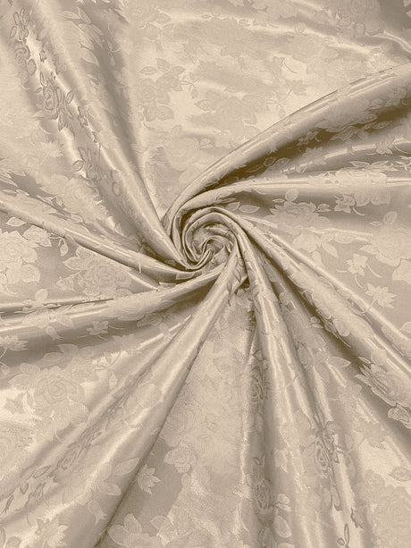 Big Rose Jacquard Satin Fabric - Floral Brocade Jacquard, 58" Width (1 Yard)