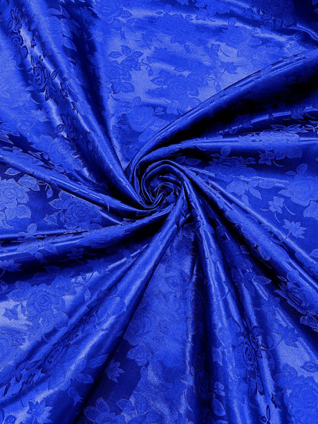 Big Rose Jacquard Satin Fabric - Floral Brocade Jacquard, 58" Width (1 Yard)