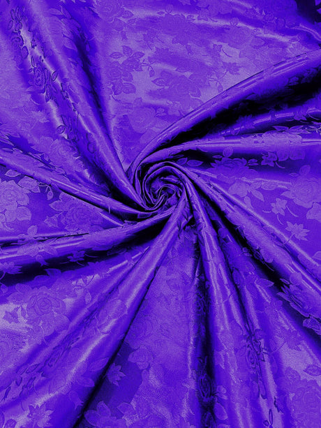Big Rose Jacquard Satin Fabric - Floral Brocade Jacquard, 58" Width (1 Yard)
