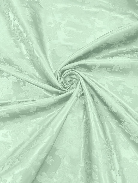 Big Rose Jacquard Satin Fabric - Floral Brocade Jacquard, 58" Width (1 Yard)