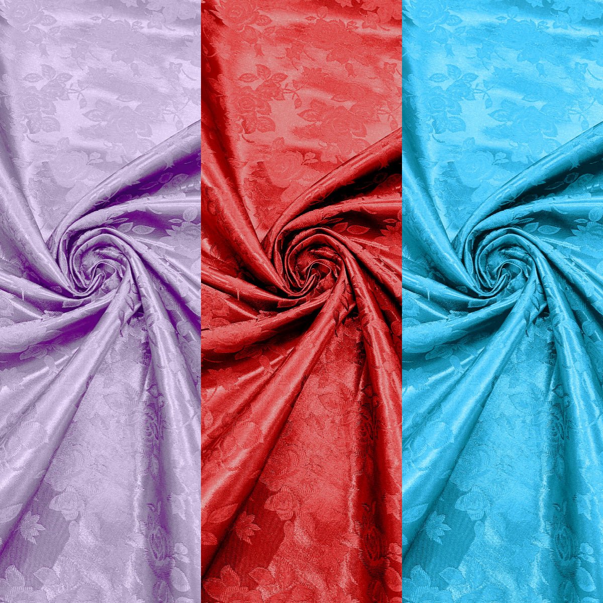 Big Rose Jacquard Satin Fabric - Floral Brocade Jacquard, 58" Width (1 Yard)