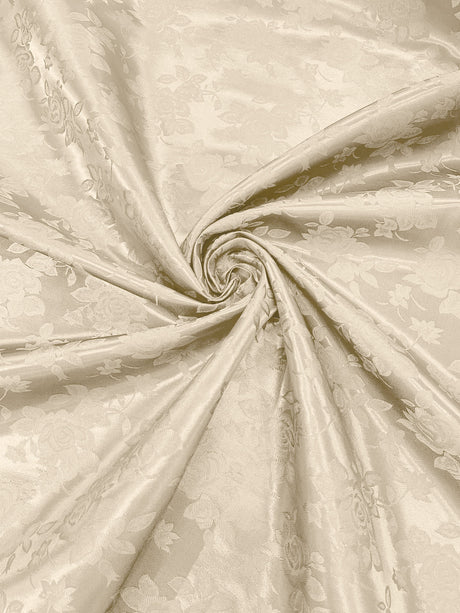 Big Rose Jacquard Satin Fabric - Floral Brocade Jacquard, 58" Width (1 Yard)
