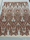 Big Sequin Damask Polyester Fabric - Damask Sequin Mesh, 54" Width (1 Yard)