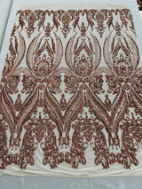 Big Sequin Damask Polyester Fabric - Damask Sequin Mesh, 54" Width (1 Yard)