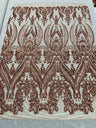Big Sequin Damask Polyester Fabric - Damask Sequin Mesh, 54" Width (1 Yard)