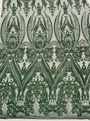Big Sequin Damask Polyester Fabric - Damask Sequin Mesh, 54" Width (1 Yard)