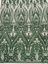 Big Sequin Damask Polyester Fabric - Damask Sequin Mesh, 54" Width (1 Yard)