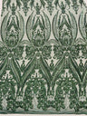 Big Sequin Damask Polyester Fabric - Damask Sequin Mesh, 54" Width (1 Yard)