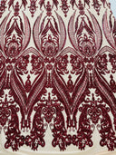Big Sequin Damask Polyester Fabric - Damask Sequin Mesh, 54" Width (1 Yard)